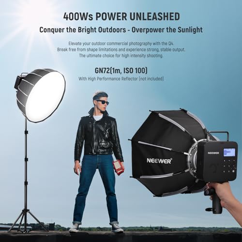 NEEWER Q4 400Ws 2.4G TTL Studio Flash [New Look] 1/8000 HSS 2800mAh Battery Powered Outdoor Strobe Photography Monolight with Carrying Bag, 30W Modeling Lamp/400 Full Power Flash/0.01-1.2s Recycling