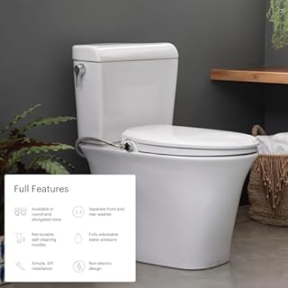 Brondell Swash Ecoseat Non-Electric Bidet Toilet Seat, White - Dual Nozzle System, Ambient Water Temperature - Bidet with Easy Installation (Elongated)