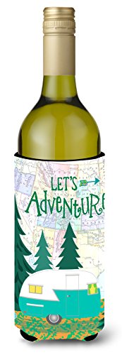 Caroline's Treasures VHA3003LITERK Let's Adventure Glamping Trailer Wine Bottle Hugger Bottle Cooler Sleeve Hugger Machine Washable Collapsible Insulator Beverage Insulated Holder