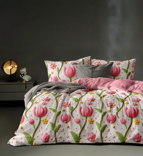 Image of Home 7D Print Fast Colour 210TC Cotton Bedsheet with Pillow Cover for Double Bed, King Size (Multicolor: 07)