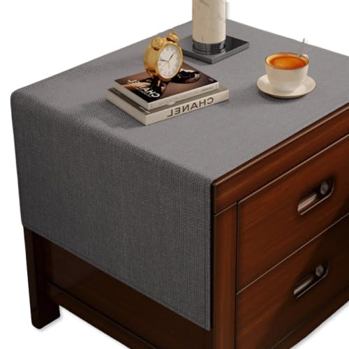 YASSINHE Bedside Table Mat Nightstand Dust Cover Waterproof Cotton and Linen-Grey