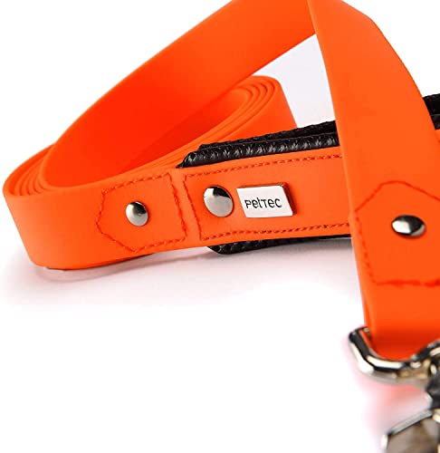 PetTec Hundeleine mit Handschlaufe, Führleine 2m bis 80kg, Trainingsleine/Ausbildungsleine/Trekkingleine für Hunde aus TRIOFLEX (ähnl. Biothane), wasserabweisend & robust, Dog Leash (Orange)