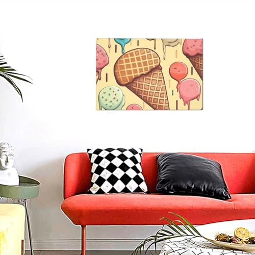 Peinture moderne glace gaufre tableau decoration interieur chambre