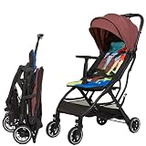 Cool Kids Superb Lightweight Travel Stroller for Toddlers 6 Months to 50 lbs, Compact One-Hand Fold Baby Stroller with T-Shaped Bumper, Airplane Approved, Shock Absorbing, Maroon Giraffe Print
