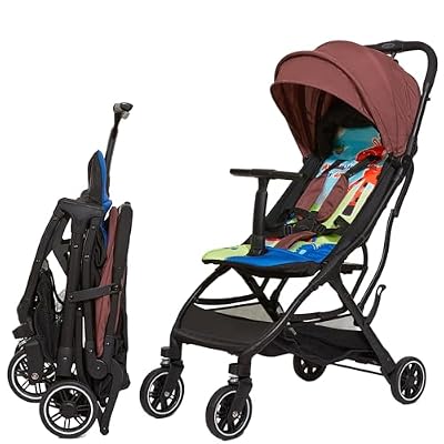 Cool Kids Superb Lightweight Travel Stroller for Toddlers 6 Months to 50 lbs, Compact One-Hand Fold Baby Stroller with T-Shaped Bumper, Airplane Approved, Shock Absorbing, Maroon Giraffe Print