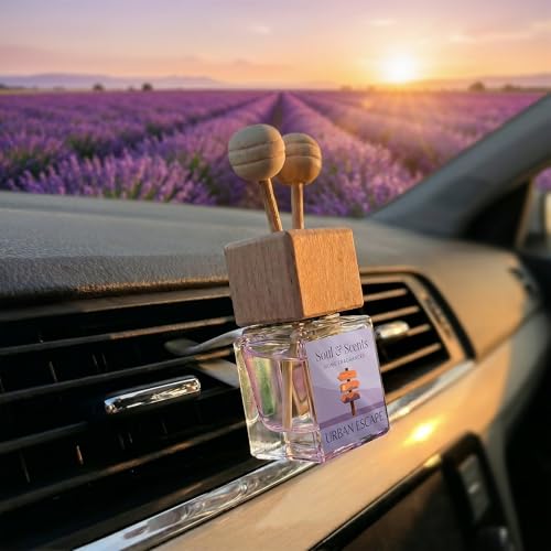 Image of Soul & Scents 16ml Luxury Car Perfume - Urban escape | 2-in-1 Hanging Pod & AC Vent Air Freshener | Car Fragrance Accessory | Premium Glass Bottle with Wooden Cap | Last up to 30 Days | Pack of 2