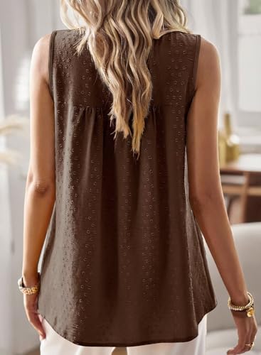 Image of Falechay Womens Summer Tops Boho Shirts Crewneck Sleeveless Tank Tops Flowy Lace Hem Casual Blouses Clothing Trendy 2026