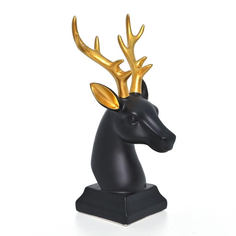 FAME ADDA Hiran/Deer Head Statue Showpiece for Home Decor/Office Table Top Decor/Animal Decorative Showpiece for Living Room/Display Decoration for Bedroom-Pack of 1(Black/Resin) (B0DFV32GNR) Amazon Price History, Amazon Price Tracker