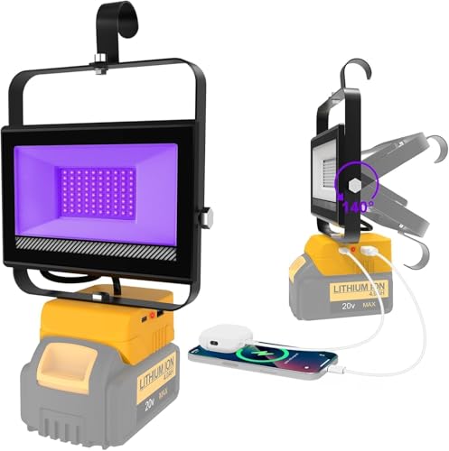 NATPOW Luz Negra para Batería Dewalt 18V (Sin Batería), Foco LED UV Barre 395nm LED Luz Ultravioleta 60W, Impermeable Lámpara Fluorescente light para Halloween Acuario Bar Neón Discoteca(Pack de 1)