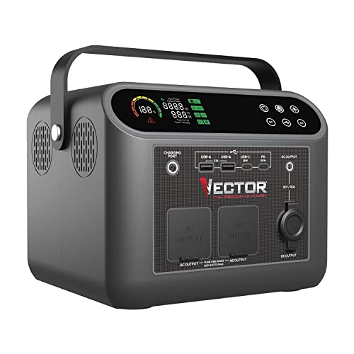 Image of VECTOR VECLIPS4 500 Watt Portable Power Station with 444 WH Li-On Battery, Pure Sine Wave Technology and Wireless Charging, Black