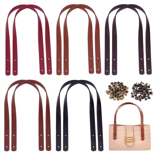 PH PandaHall 10pcs Leather Bag Handles, 23.6 Inch Leather Bag
