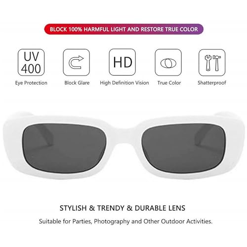 Image of Rectangle Sunglasses for Women Retro Driving Glasses 90's Vintage Fashion Narrow Square Frame UV400 Protection