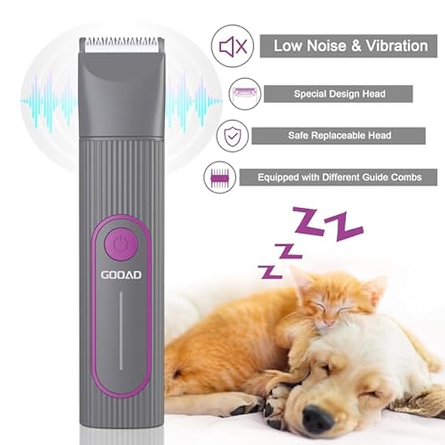 Cat Clippers Grooming Kit for Matted Hair -4 in 1 Low Noise Paw Trimmer Nail Grinder,Cordless Cat Shaver for Long Hair,Trimmer Also for Pet Hair Around Paws, Eyes, Ears, Face, Rump-WHfeOIrQ