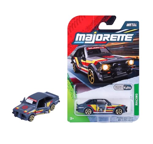 Majorette Racing Ford Escort MKII RS 1800 - Sammlerauto mit Freilauf und zu öffnenden Teilen detailreiches Rallye-Modellauto im Maßstab 1:64 für Sammler und Kinder ab 3 Jahren 7 5 cm