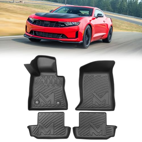 TPE Automotive Floor Mats Custom for 2016-2024 Chevrolet Chevy Camaro, All Weather Cover Protection Waterproof Black Floor Liner Front & Rear Row Full Set Car Mats, 4PCS