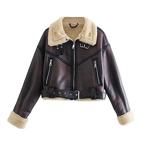 Veste fausse fourrure une face double coupe loose pour un look rétro thermique féminin