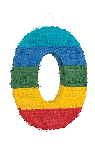 Number 0 Pinata (37cm x 53cm) - Vibrant Multicolor Party Essential - Perfect for Kids Birthday Celebrations & Festivities - 1 Pc
