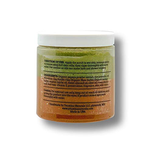 Natural Papaya Face And Body Emulsified Scrub With Organic Papaya Extract And Clays For Women With Exfoliating Rice And Sugar Granules, 10 Oz By Youstina Naturals #TOP1