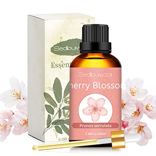 Sedbuwza Cherry Blossom Essential Oil, 3.38 Fl Oz Cherry Blossom Oil 100% Pure Natural Cherry Blossom Fragrance Oil For Massage Diffuser Humidifier Candle Soap Aromatherapy Making #TOP7