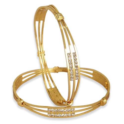 Image of Shining Diva Fashion Set of 2 Stylish Traditional Design Crystal Bangles for Women and Girls
