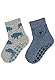 Sterntaler Baby - Jungen Fliesen Socken Baby Abs-söckchen Doppelpack Bison und Bär, Hellgrau Meliert, 18