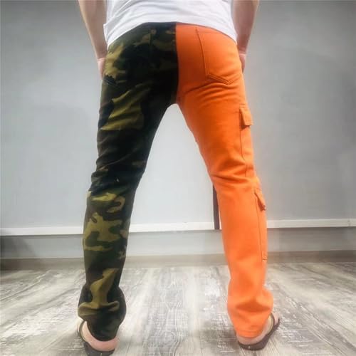 Slim Fit Two Tone Jeans Regular Comfort Skinny Biker Patchwork Pants Camo Denim Jeans for Men2