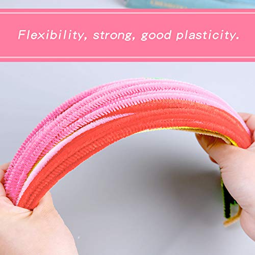 Image of 100 Pieces Pipe Cleaners Craft Chenille Stem Pink Pipe Cleaners | Fuzzy Sticks Pipe Cleaners for Crafts Festival Home Decorations