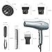 Ionic Salon Hair Dryer, Professional Blow Dryer AC Motor Fast Drying with 2 Speed, 3 Heat Setting, Cool Button, with Diffuser, Nozzle, Concentrator Comb for Curly & Straight Hair-Blue