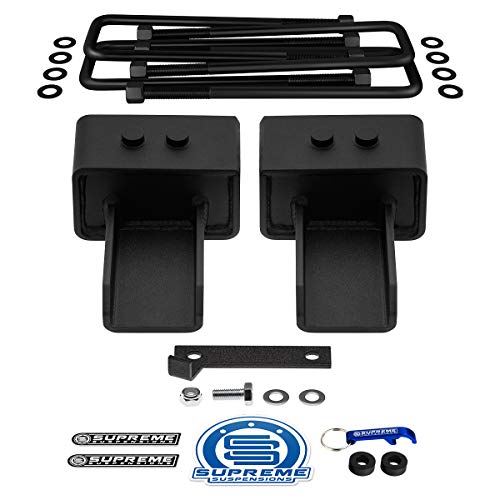 Supreme Suspensions - 1.5" Rear Leveling Kit for 2004-2020 Ford F-150 4WD High-Strength Steel Lift Blocks with Built-in Bump Stop Landing Plates - Heavy-Duty U-Bolts Included
