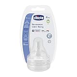 Anillos estriados Chicco Wellbeing - Tetina de silicona anticólicos con flujo rápido para bebé de 4 meses en adelante, 2 unidades