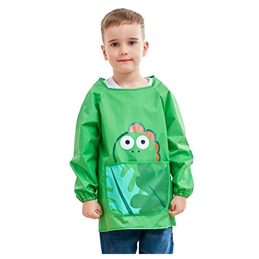 DAWNTUNG - Babi Impermeable Escolar Guardería para Niños Blusón Babero Infantil para Pintura Comer Delantal de Pintar con Estampado Lindo Escolar - 7-10 Años