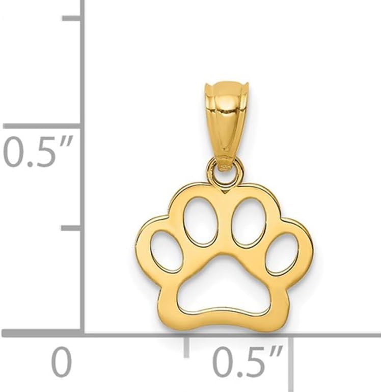 14K Yellow Gold Dog Paw Charm Pendant Necklace with Chain