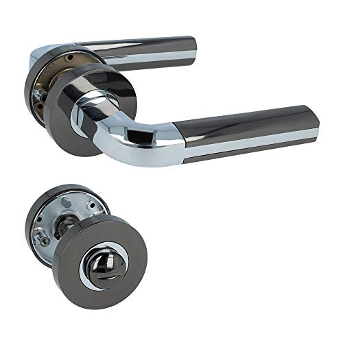 Preisvergleich Produktbild MS Beschläge® Türdrücker Türbeschlag Türklinke mit Hochhaltefeder verchromt / schwarz verchromt (WC Bad)