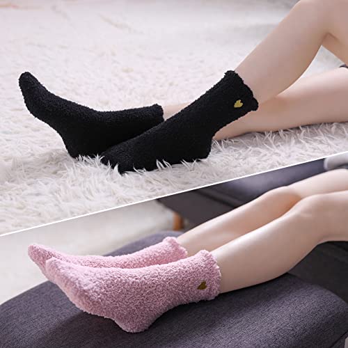 Image of CHOWISH Womens Fuzzy Slipper Socks Super Soft Microfiber Fluffy Cozy Winter Warm Fuzzy Crew Socks