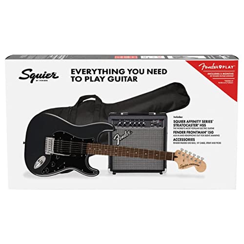 Squier Affinity Stratocaster HSS Pack – Charcoal Frost Metallic - Les Beatles, Paul McCartney, John Lennon, RIngo Starr, George Harrison Squier Affinity Stratocaster HSS Pack - Charcoal Frost Metallic – Image 3