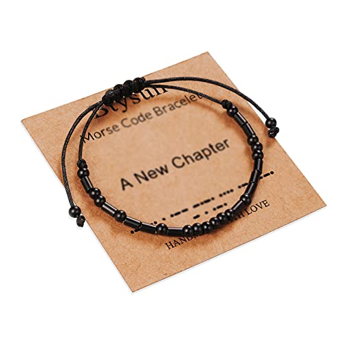 Morse Code Bracelets for Women Inspirational Gifts for Her Adjustable Black Adjustable Braided Men Bracelets Motivational Best Friend Birthday Gifts for Sister Daughter Mom Dad Christmas Jewelry…