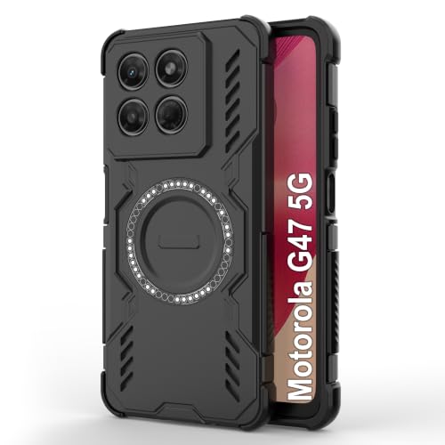 Image of Zapcase Back Case Cover for Motorola G47 5G | Magnetic Case with Built-in Metal Ring | Supports MagSafe Charger, Wallet & Car Mount | Shockproof Hybrid PC + TPU | Black