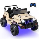 GOPLUS Voiture Electrique Enfants 2 Places, Quad 4x4 Electrique Enfants 12V avec Télécommande 2,4G & Vitesse Réglable & Klaxon Sonore & Lumière & Musique.Charge 35KG pour Enfant 3+ Ans (Sable)