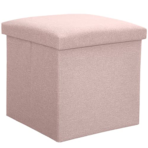 Pouf de rangement pliable rose 30x30 cm pour salon