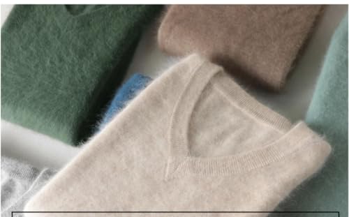 Men's Cashmere Sweaters Solid V-Neck Casual Knit Pullovers Long Sleeve Warm Jumper Tops3