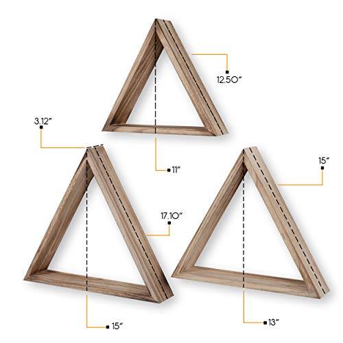 Rustic State Dante Wall Mount Triangle Wooden Box Geometric Floating Shelf Display Hanging Bookshelf Decorative Picture Book Ledge - Distressed Walnut - Multiple Sizes - Set Of 3 #TOP4