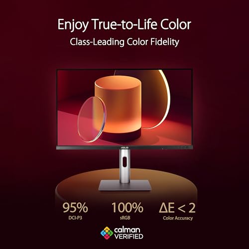 Image of ASUS ProArt PA24ACRV Monitor 24 inch (23.8 inch Visible), IPS, QHD (2560 x 1440), 95% DCI-P3, ΔE < 2, Calman Certified, USB-C PD 96W, DisplayHDR 400, VESA MediaSync, Ergonomic Support, Eco-Responsible.