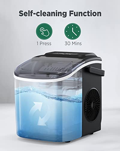 Image of Silonn Ice Makers Countertop, 26Lbs /24H, Self-Cleaning Ice Machine, 9 Cubes Ready in 6 Mins, 2 Sizes of Bullet Ice, Ice Makers for Home Kitchen Office Bar Party, Black