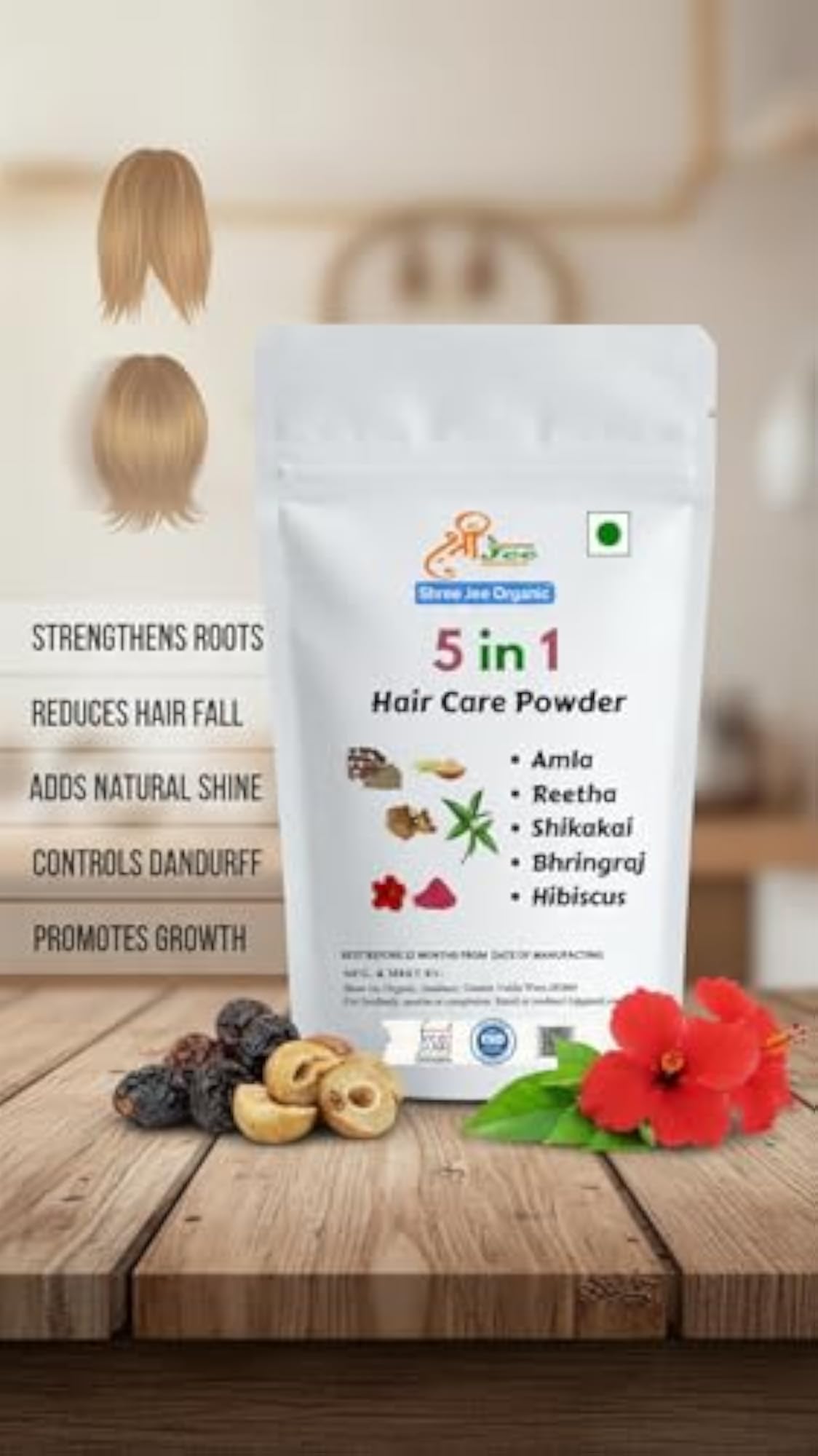 Natural 5-in-1 Herbal Hair Powder, 250 grams