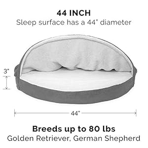 Furhaven 44" Round Orthopedic Dog Bed for Large Dogs w/ Removable Washable Cover, For Dogs Up to 80 lbs - Sherpa & Suede Snuggery - Gray, 44-inch Furhaven 44 Round Orthopedic Dog Bed for Large Dogs w Removable Washable Cover For Dogs Up to 80 lbs Sherpa Suede Snuggery Gray 44 inch