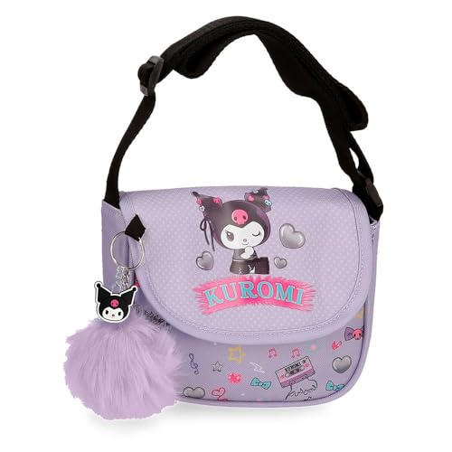 Sanrio Kuromi Retropop Bandolera Con Solapa Morado 16x14x5 Cm Poliéster