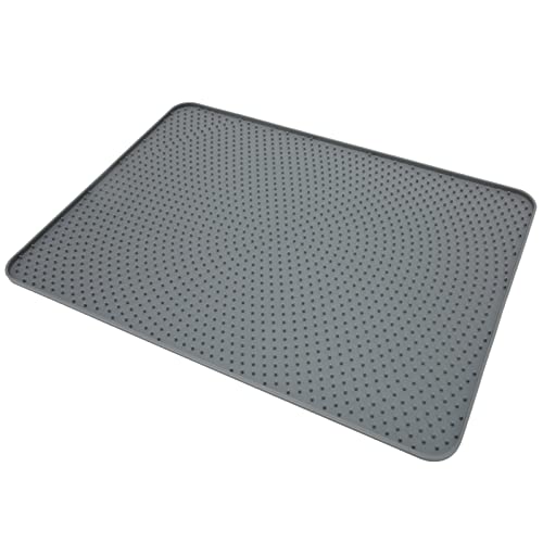 Tapis d'alimentation silicone pour animaux 53x38cm gris imperméable - 4
