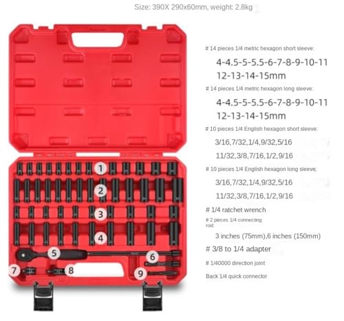 Hand Tool Sets 54Piece Socket Wrench Auto Set Repair Tool Combination Hand Tool Kit with Plastic Toolbox Tool Kit Set for Home Garage - Image 2