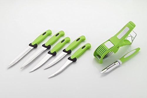 Amiraj Plastic Cutting Tools Set, 7-Pieces (White/Green)