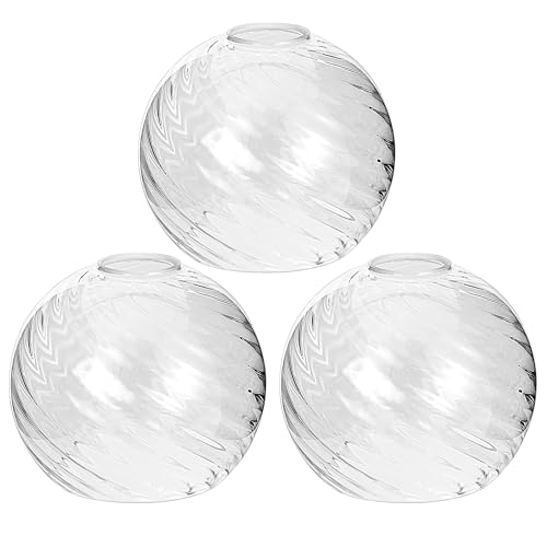 Image of 3 Pack Clear Striped Glass Shade Replacements, Globe Water Ripple Glass Lamp Shade Covers for Light Fixtures, 1.65 Inch Fitter Globes Lampshades for Wall Sconces Chandelier Pendant Lights